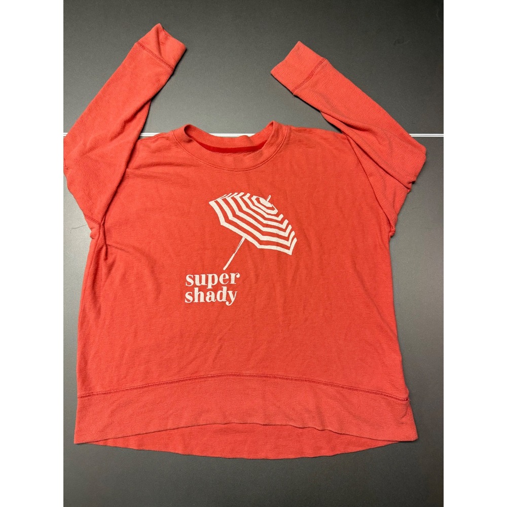 Aerie Super Shady Beach Umbrella Graphic Sweatshirt Coral Orange Medium